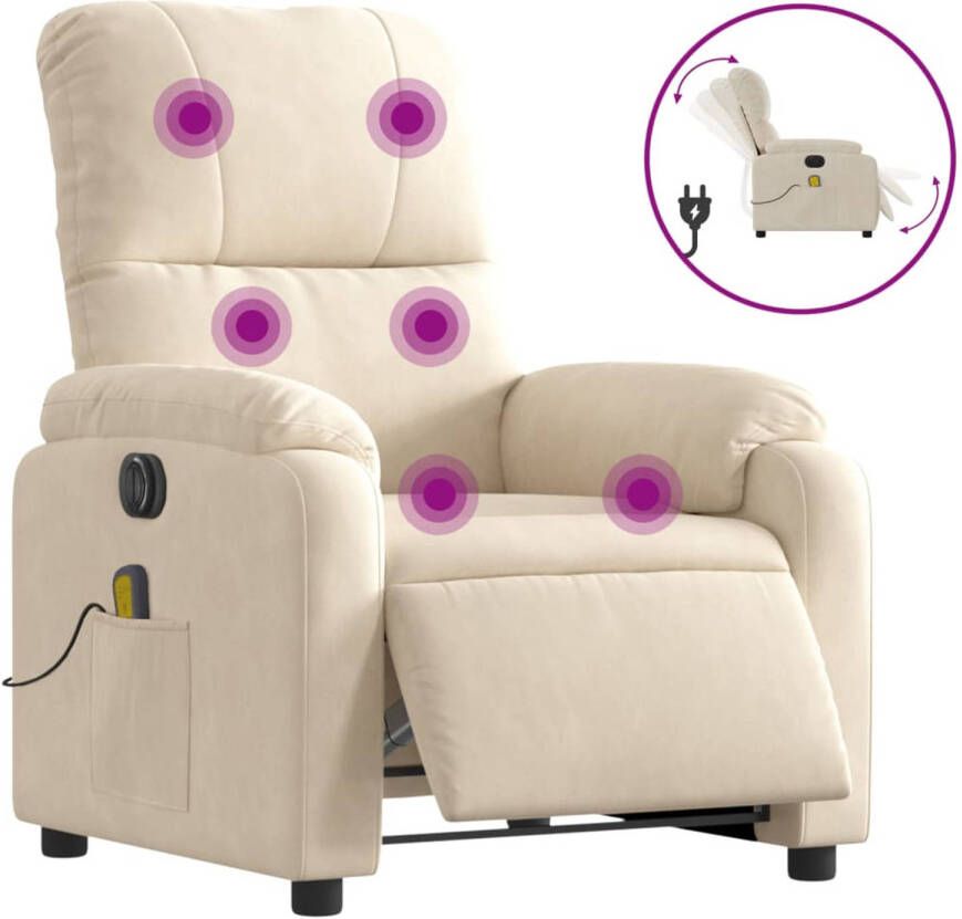 VidaXL Massagestoel elektrisch verstelbaar microvezelstof beige