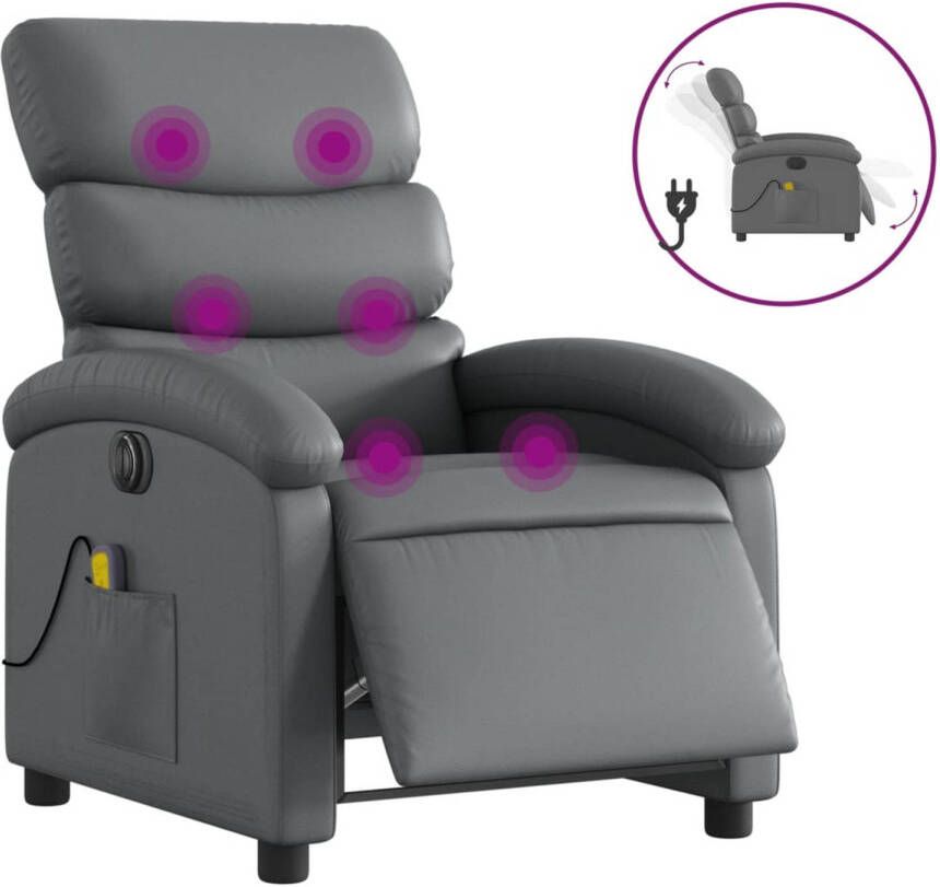 Vida XL Massagestoel verstelbaar elektrisch kunstleer grijs SKU: V3204036