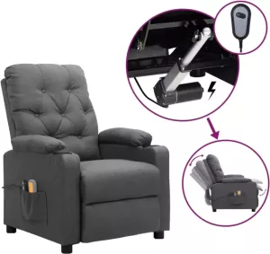 VidaXL Massagestoel Verstelbaar Elektrisch Stof Lichtgrijs
