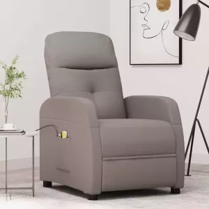 VidaXL Massagestoel verstelbaar elektrisch stof taupe