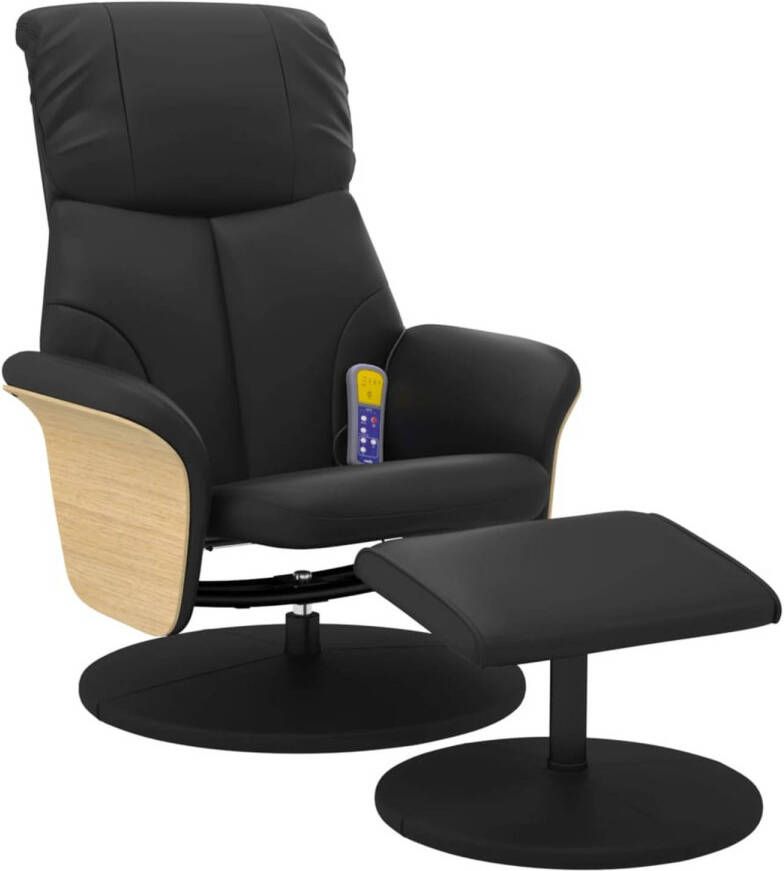 VidaXL Massagestoel verstelbaar met voetenbankje kunstleer zwart