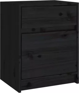 VidaXL Nachtkastje 40x31x50 cm massief grenenhout zwart