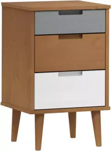 VidaXL Nachtkastje MOLDE 40x35x65 cm massief grenenhout bruin