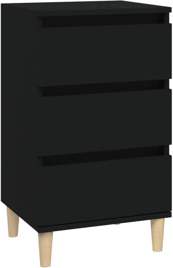 VidaXL -Nachtkastje-40x35x70-cm-bewerkt-hout-zwart - Foto 1