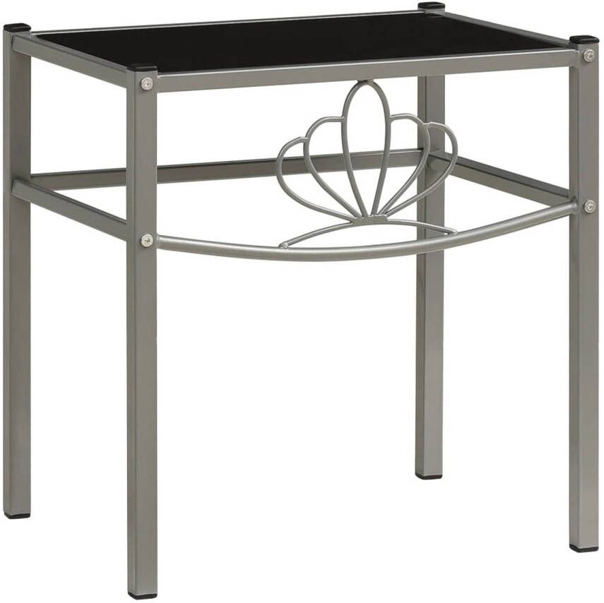 VidaXL -Nachtkastje-42 5x33x44 5-cm-metaal-en-glas-grijs-en-zwart