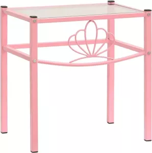 VidaXL Nachtkastje 42 5x33x44 5 cm metaal en glas roze en transparant