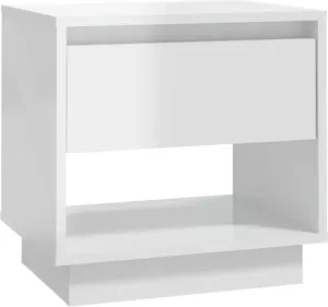 VidaXL Nachtkastje 45x34x44 Cm Spaanplaat Hoogglans Wit