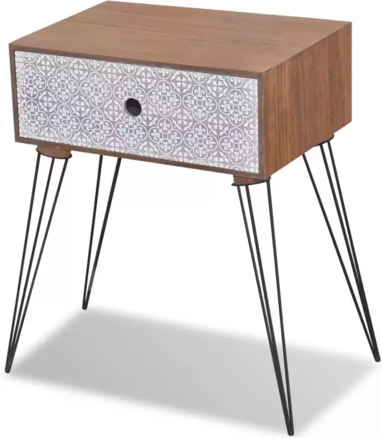 VidaXL Nachtkastje met 1 lade rechthoekig bruin