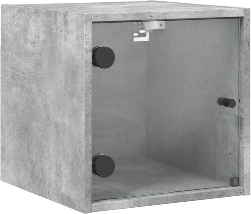 VidaXL -Nachtkastje-met-glazen-deur-35x37x35-cm-betongrijs