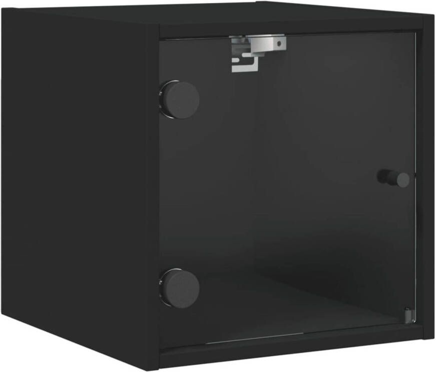 VidaXL -Nachtkastje-met-glazen-deur-35x37x35-cm-zwart