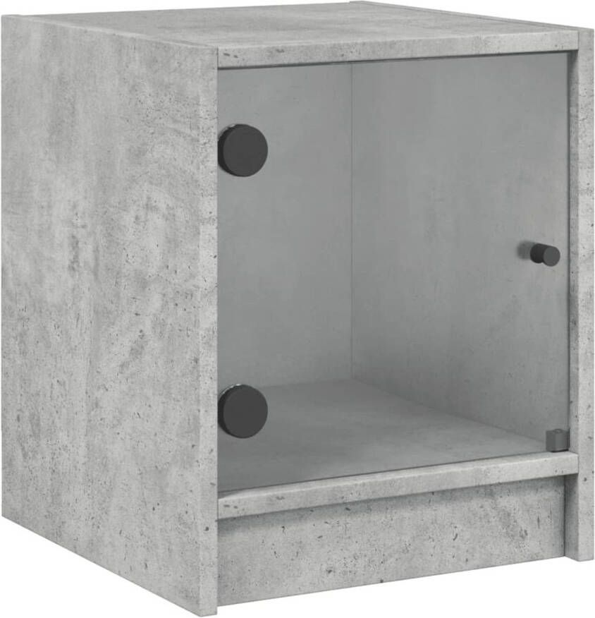 VidaXL -Nachtkastje-met-glazen-deur-35x37x42-cm-betongrijs