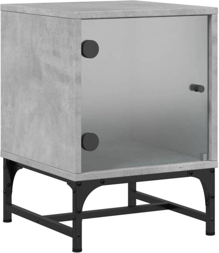 VidaXL -Nachtkastje-met-glazen-deur-35x37x50-cm-betongrijs