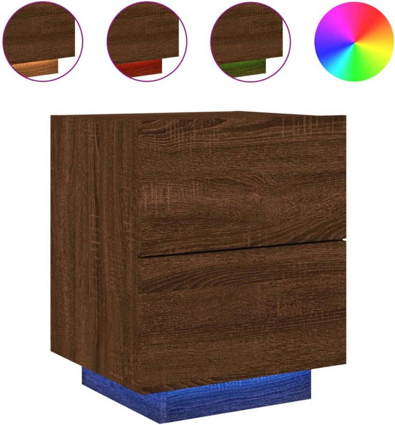 VidaXL -Nachtkastje-met-LED-verlichting-bewerkt-hout-bruineikenkleurig