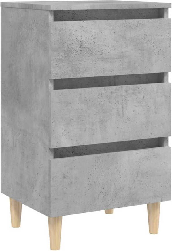 VidaXL -Nachtkastje-met-massief-houten-poten-40x35x69-cm-betongrijs - Foto 1