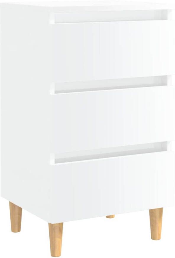 VidaXL -Nachtkastje-met-massief-houten-poten-40x35x69-cm-hoogglans-wit