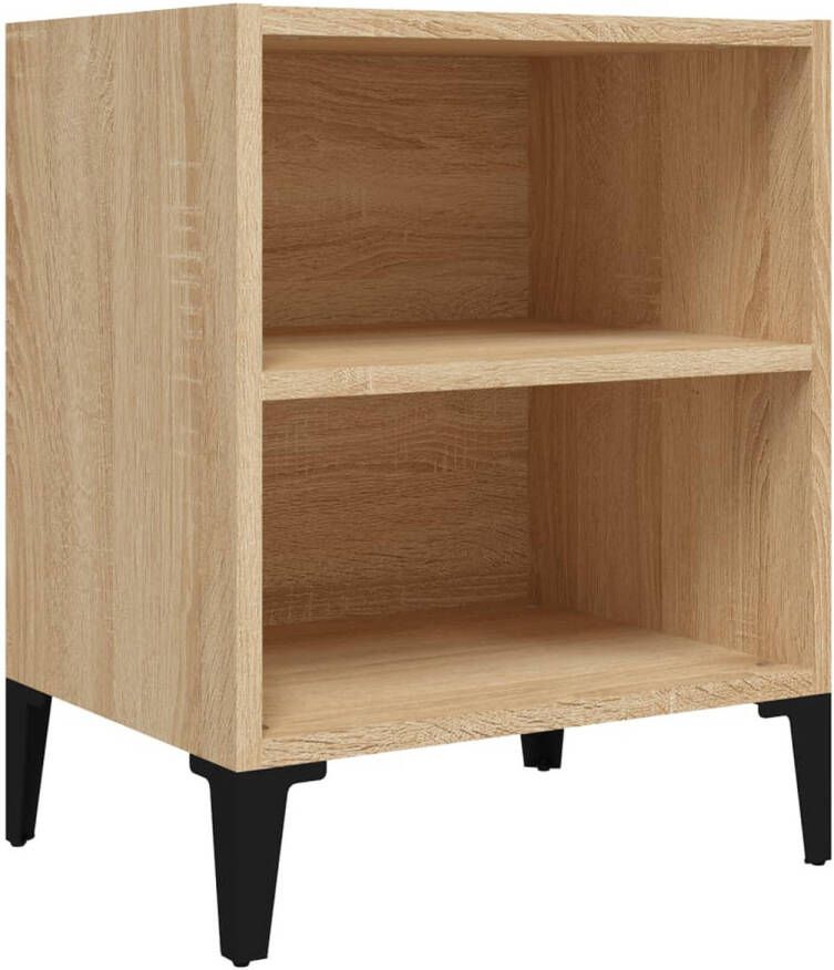 VidaXL -Nachtkastje-met-metalen-poten-40x30x50-cm-sonoma-eikenkleurig