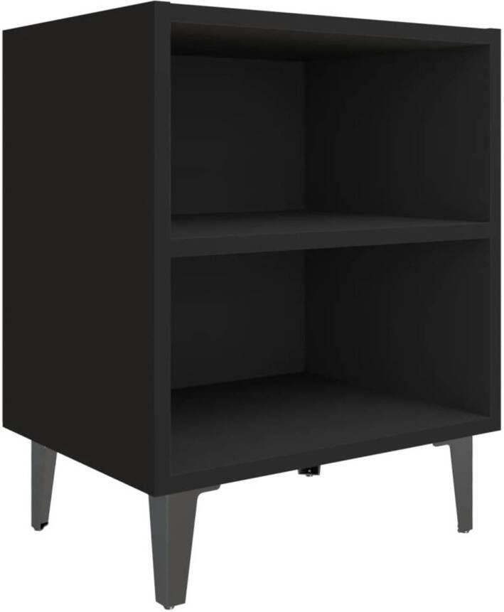 VidaXL -Nachtkastje-met-metalen-poten-40x30x50-cm-zwart