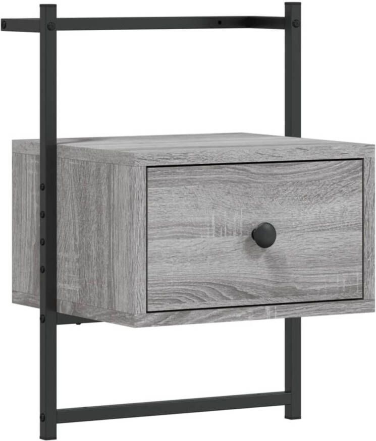 VidaXL -Nachtkastje-wandgemonteerd-35x30x51-cm-hout-grijs-sonoma-eiken