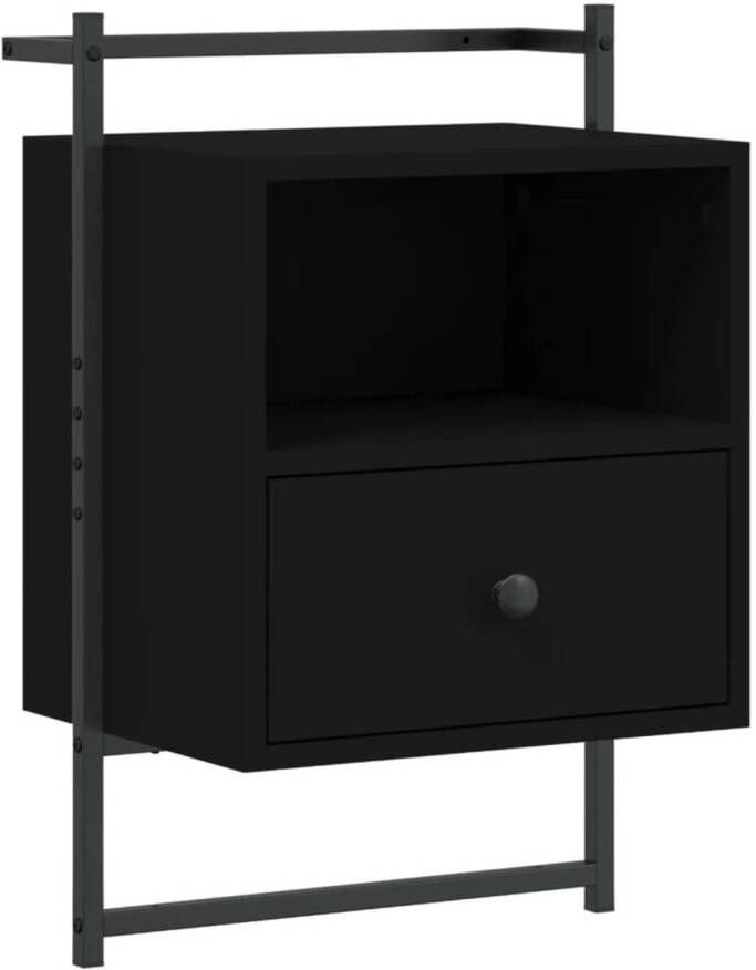 VidaXL -Nachtkastje-wandgemonteerd-40x30x61-cm-bewerkt-hout-zwart
