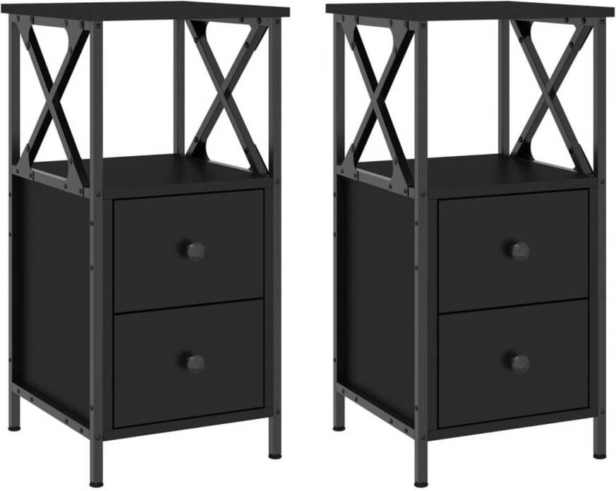 VidaXL -Nachtkastjes-2-st-34x35 5x70-cm-bewerkt-hout-zwart