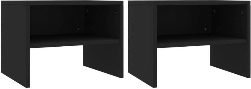 VidaXL Prolenta Premium Nachtkastjes 2 st 40x30x30 cm bewerkt hout zwart