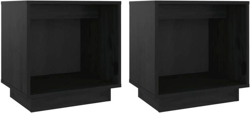 VidaXL -Nachtkastjes-2-st-40x30x40-cm-massief-grenenhout-zwart - Foto 1