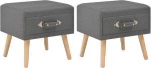 VidaXL -Nachtkastjes-2-st-40x35x40-cm-stof-donkergrijs