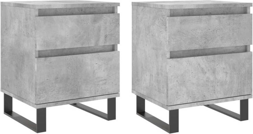 VidaXL -Nachtkastjes-2-st-40x35x50-cm-bewerkt-hout-betongrijs