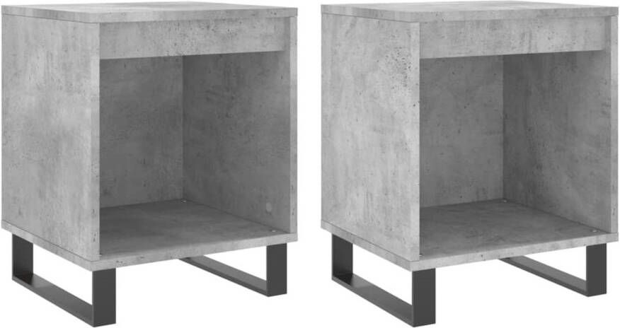 VidaXL -Nachtkastjes-2-st-40x35x50-cm-bewerkt-hout-betongrijs - Foto 1
