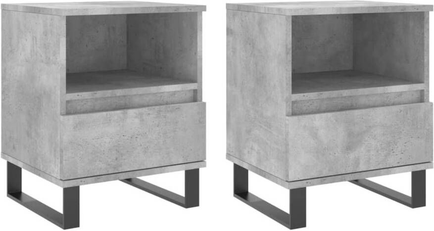 VidaXL -Nachtkastjes-2-st-40x35x50-cm-bewerkt-hout-betongrijs