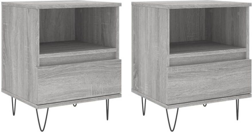 VidaXL -Nachtkastjes-2-st-40x35x50-cm-bewerkt-hout-grijs-sonoma-eiken