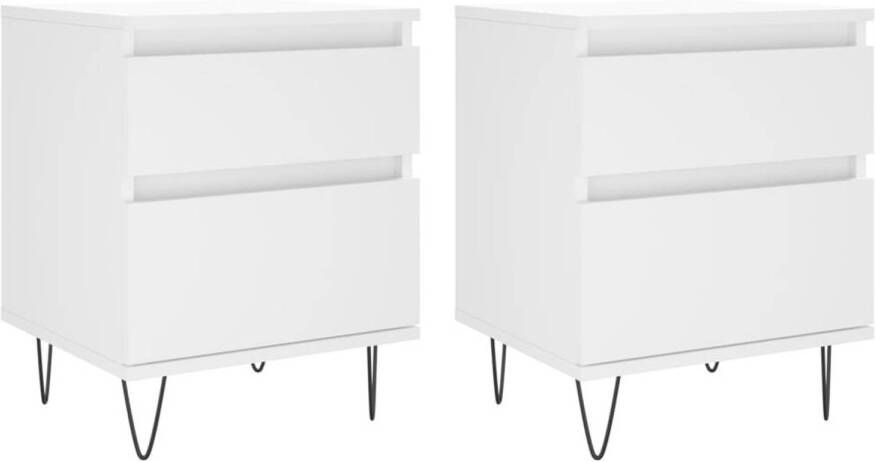 VidaXL -Nachtkastjes-2-st-40x35x50-cm-bewerkt-hout-wit