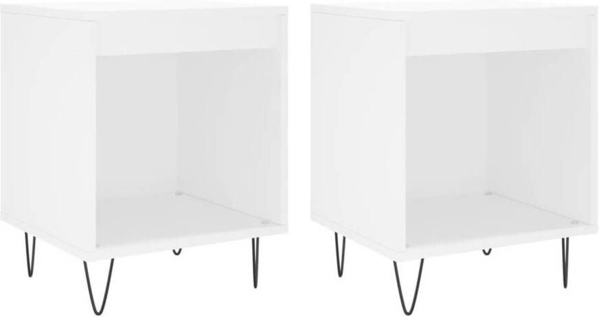 VidaXL -Nachtkastjes-2-st-40x35x50-cm-bewerkt-hout-wit