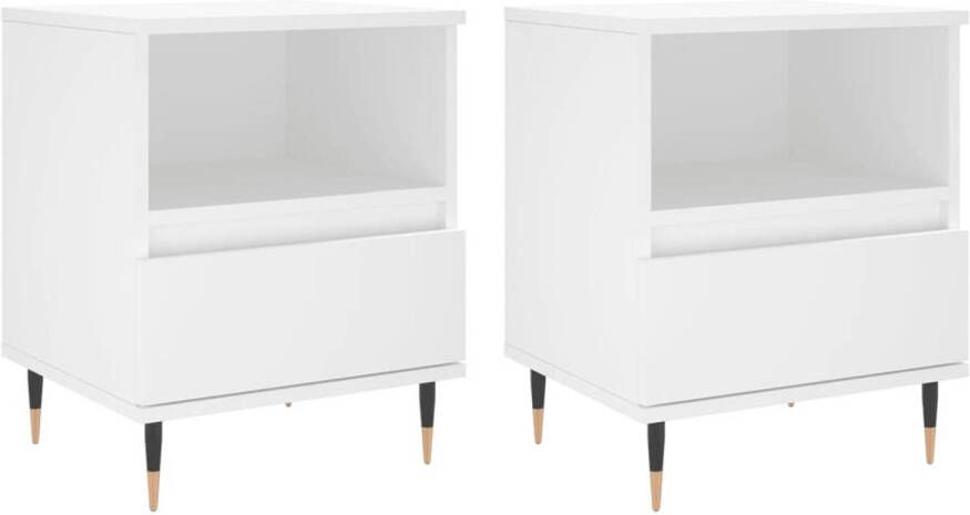 VidaXL -Nachtkastjes-2-st-40x35x50-cm-bewerkt-hout-wit