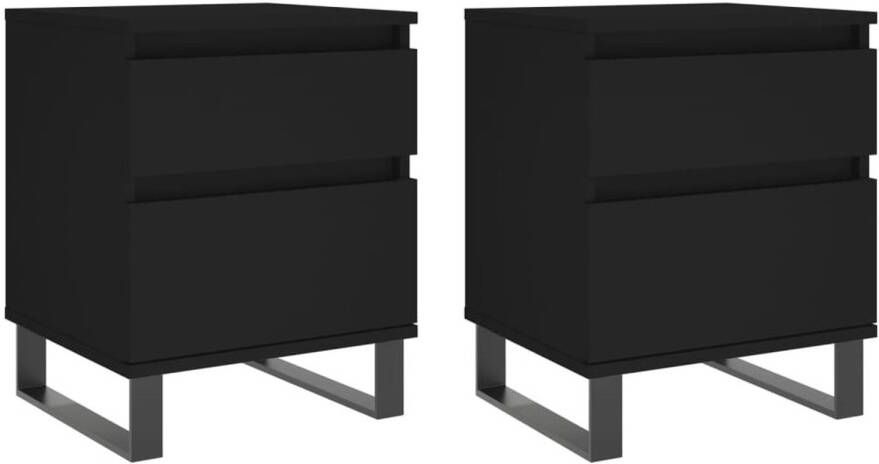 VidaXL -Nachtkastjes-2-st-40x35x50-cm-bewerkt-hout-zwart