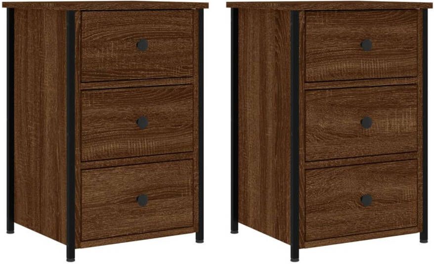 Prolenta Premium INFIORI Nachtkastjes 2 st 40x36x60 cm bewerkt hout bruineikenkleurig