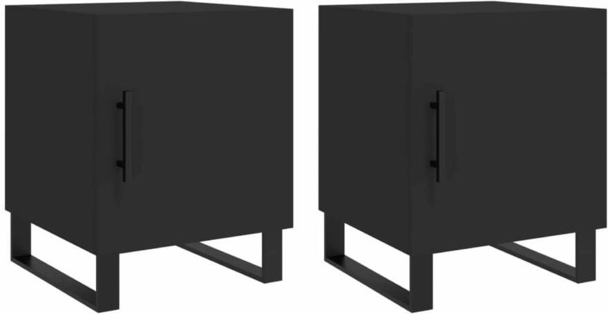 VidaXL -Nachtkastjes-2-st-40x40x50-cm-bewerkt-hout-zwart