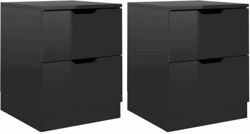 VidaXL -Nachtkastjes-2-st-40x40x50-cm-spaanplaat-hoogglans-zwart