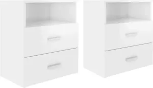 VidaXL Nachtkastjes 2 St 50x32x60 Cm Hoogglans Wit