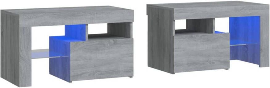 VidaXL Nachtkastjes 2 st met LED&apos;s 70x36 5x40 cm grijs sonoma