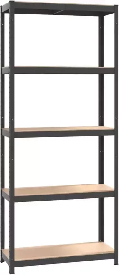 VidaXL Opbergrek 5-laags staal & bewerkt hout antracietkleurig
