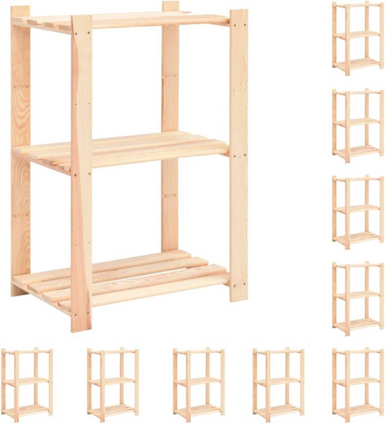 VidaXL Opbergrekken 3-laags 10 st 60x38x90 cm grenenhout 150 kg