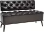 VidaXL Opslagbank met rugleuning 110 cm kunstleer zwart - Thumbnail 1