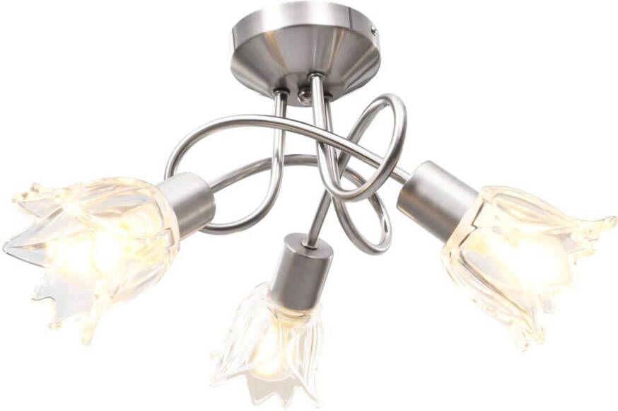 VidaXL Plafondlamp met glazen tulpvormige kappen 3xE14 transparant - Foto 1