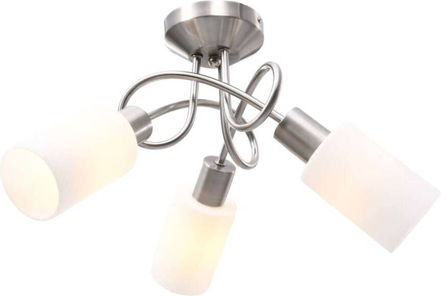 VidaXL Plafondlamp met keramieke cilindervormige kappen 3xE14 wit - Foto 1