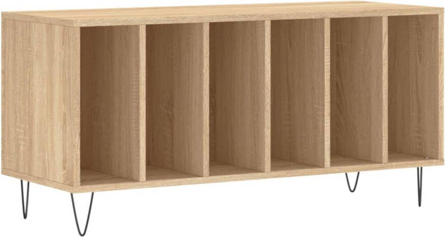 VIDAXL Platenkast 100x38x48 cm bewerkt hout sonoma eikenkleurig