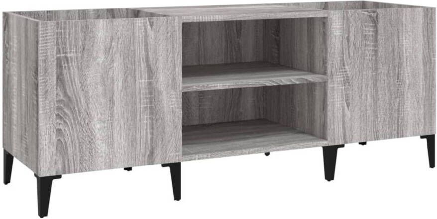 VIDAXL Platenkast 121x38x48 cm bewerkt hout grijs sonoma eikenkleurig