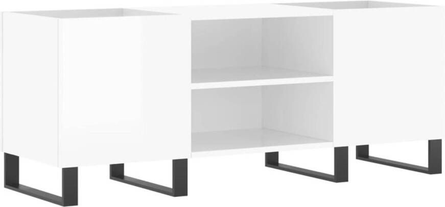 VIDAXL Platenkast 121x38x48 cm bewerkt hout hoogglans wit