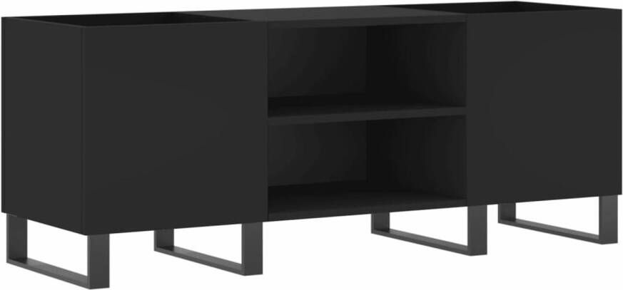VIDAXL Platenkast 121x38x48 cm bewerkt hout zwart