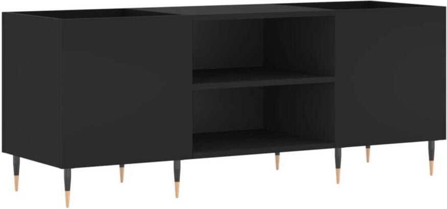 VIDAXL Platenkast 121x38x48 cm bewerkt hout zwart